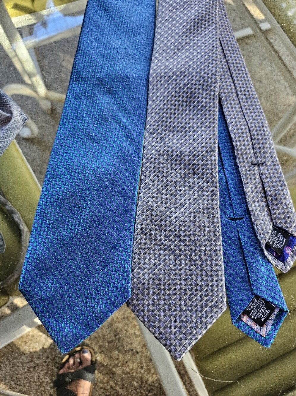 2 X Ted Baker Blue, Teal, Purple + Grey Pink Blue Woven Silk Ties